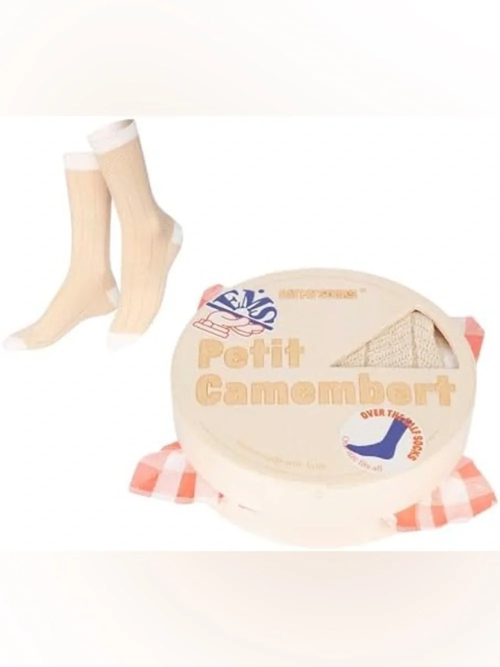 New Original and fun socks - Camembert cheese pattern -Knee high- fit all one Sz